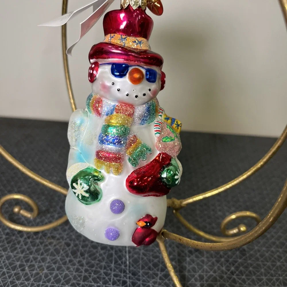 Vtg Radko Hot & Frosty Snowman Glass Christmas Ornament 5